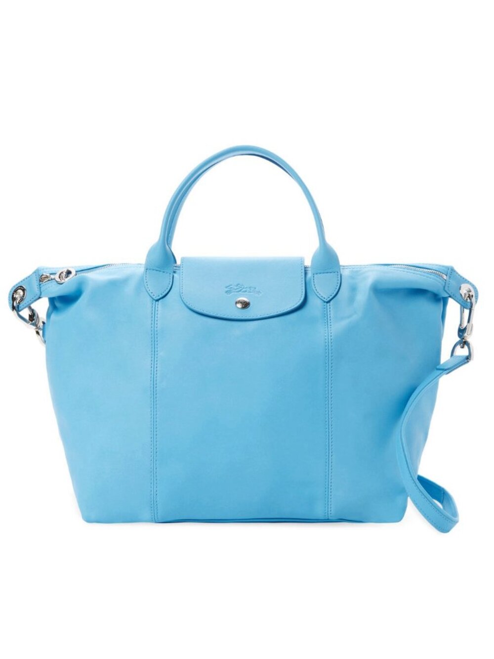 ❤️ NWT LONGCHAMP Le Pliage Cuir M Leather Crossbody Bag Cornflower BLUE AUTHENTC